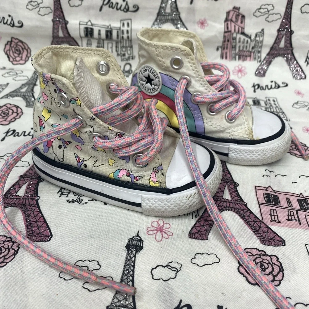 Converse Chuck Taylor Infant Size 3 Shoes Unicorn And Rainbow Sneakers Casual